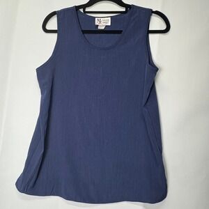 Maggie Sweet Sleeveless Top Blouse Small Blue Casual Tank Shell Work Made in USA
